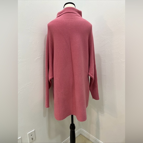 Turtleneck Poncho Sweater Pink M Women Oversized - Picture 8 of 8